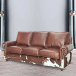 Caramel Marshal Western & Hair On Hide Sofa Brown - LOOMLAN - Uptown Sebastian - Sofas & Loveseats