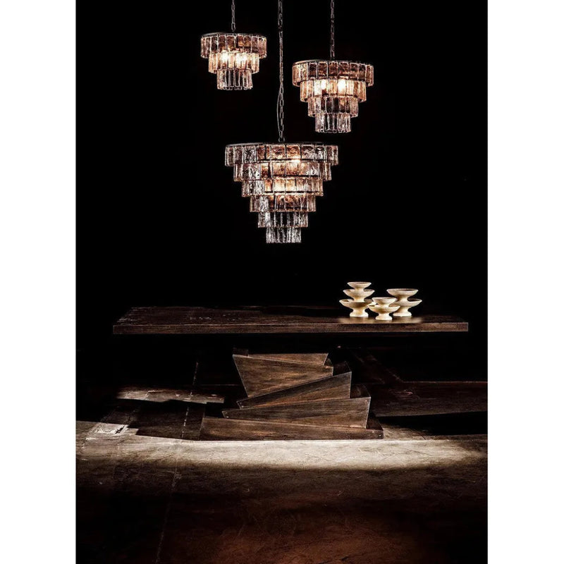 Carnegie Metal and Glass Large Chandelier - LOOMLAN - Noir - Chandeliers