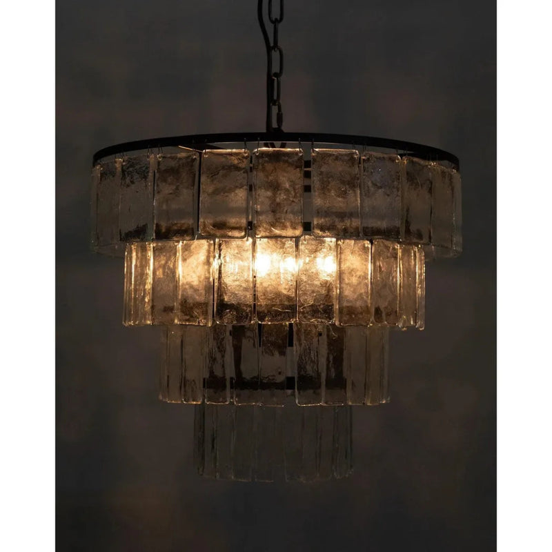 Carnegie Metal and Glass Medium Chandelier - LOOMLAN - Noir - Chandeliers