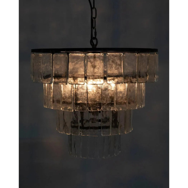 Carnegie Metal and Glass Medium Chandelier - LOOMLAN - Noir - Chandeliers