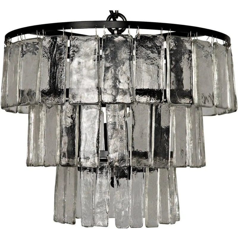 Carnegie Metal and Glass Small Chandelier - LOOMLAN - Noir - Chandeliers