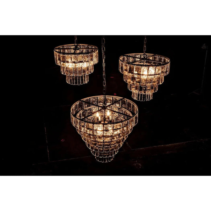 Carnegie Metal and Glass Small Chandelier - LOOMLAN - Noir - Chandeliers