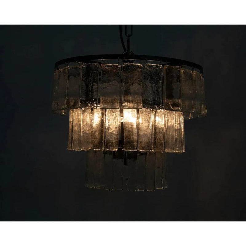 Carnegie Metal and Glass Small Chandelier - LOOMLAN - Noir - Chandeliers