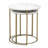 Carrera Round Nesting Accent Table White Marble - LOOMLAN - Essentials For Living - Side Tables