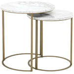 Carrera Round Nesting Accent Table White Marble - LOOMLAN - Essentials For Living - Side Tables