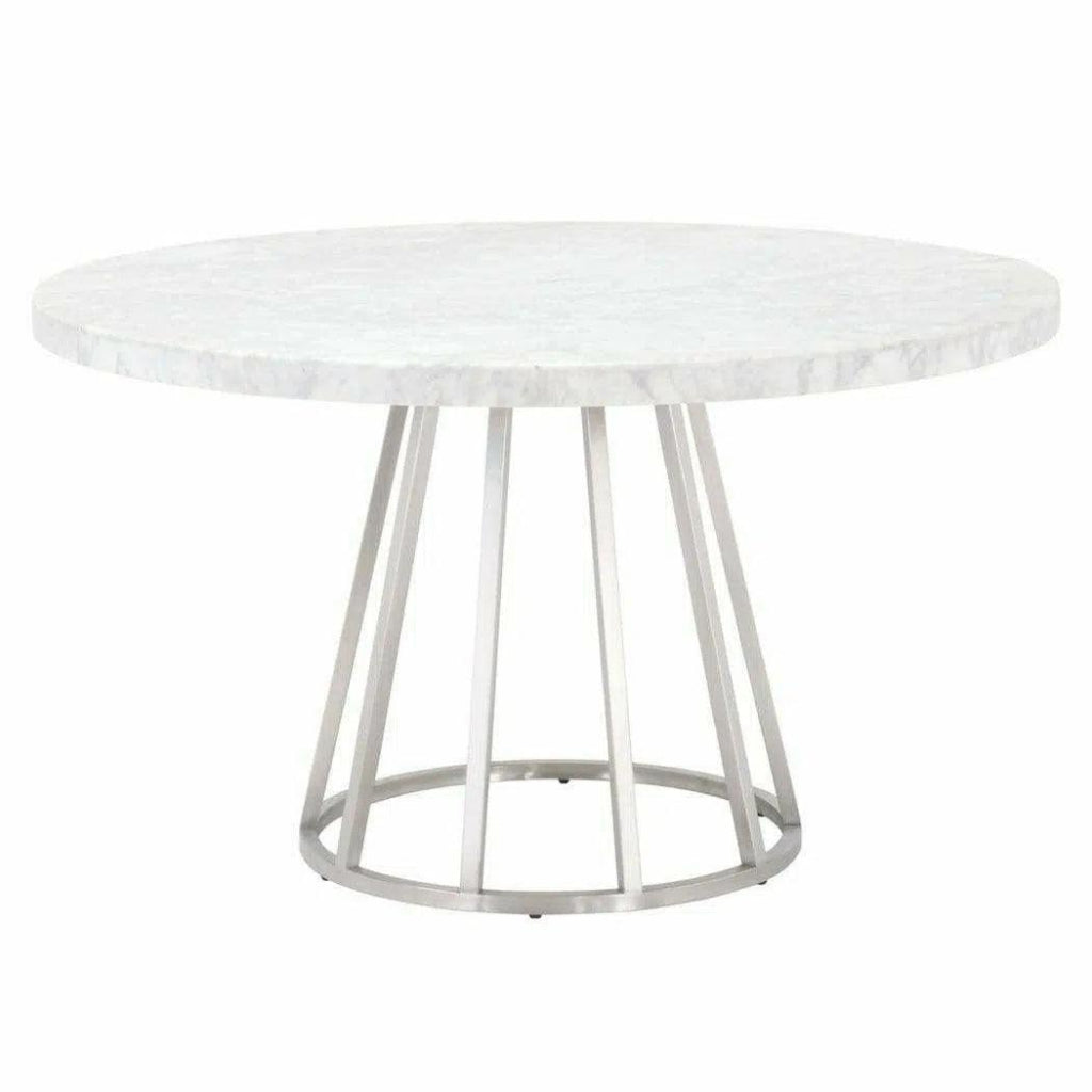 Carrera White Marble Round Dining Table Top - LOOMLAN - Essentials For Living - Dining Tables