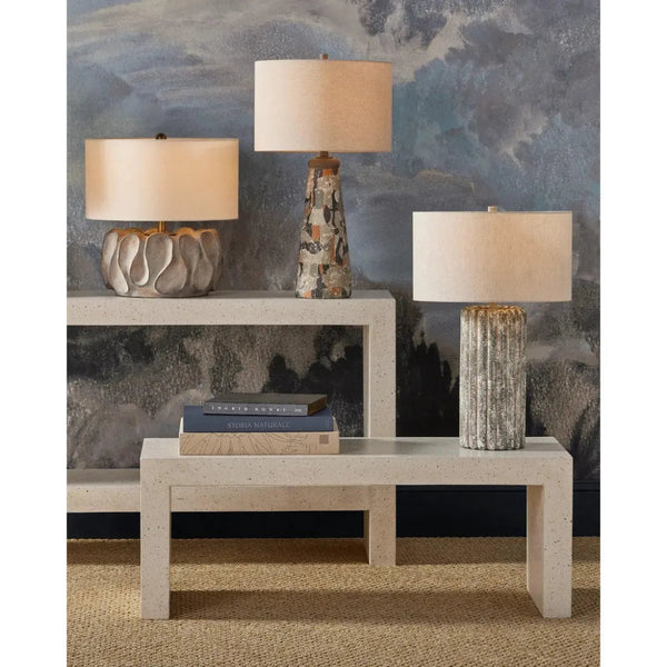 Carson Concrete and Stone Ivory Bench - LOOMLAN - Currey & Co - Outdoor Benches