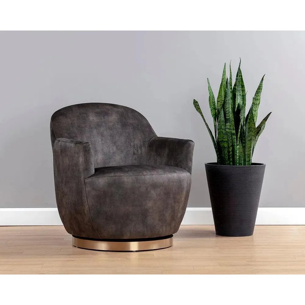 Casey Fabric Swivel Lounge Chair - LOOMLAN - SUNPAN - Club Chairs