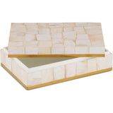 Casey Mother - of - Pearl and Wood Beige Box - LOOMLAN - Currey & Co - Boxes & Bowls