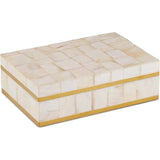 Casey Mother - of - Pearl and Wood Beige Box - LOOMLAN - Currey & Co - Boxes & Bowls