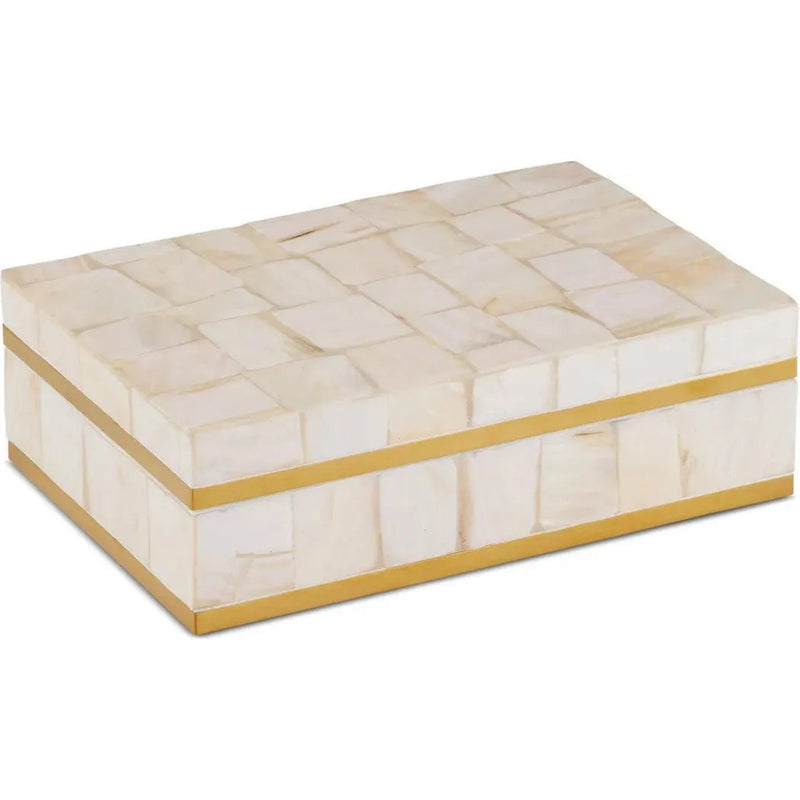 Casey Mother - of - Pearl and Wood Beige Box - LOOMLAN - Currey & Co - Boxes & Bowls