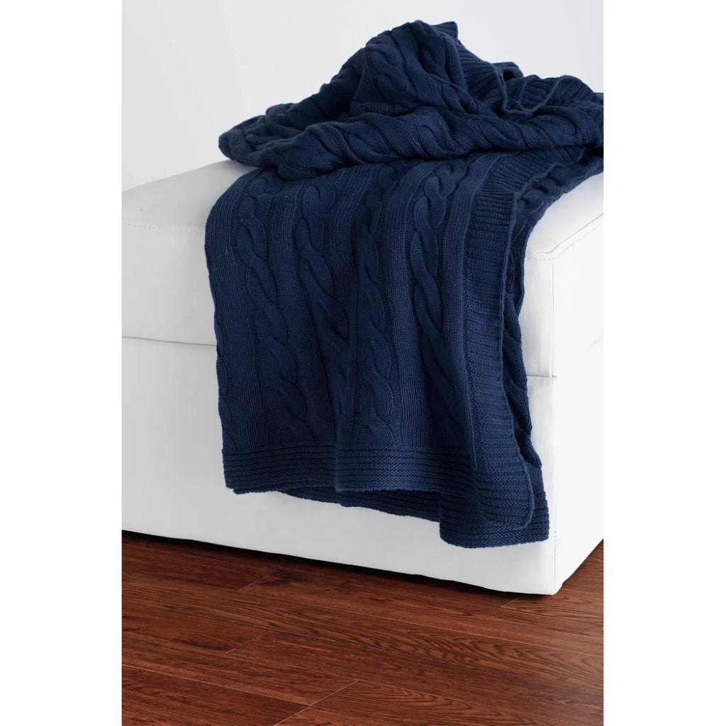 Cassy Cable Knitted Throw Blanket - LOOMLAN - Throw Blankets