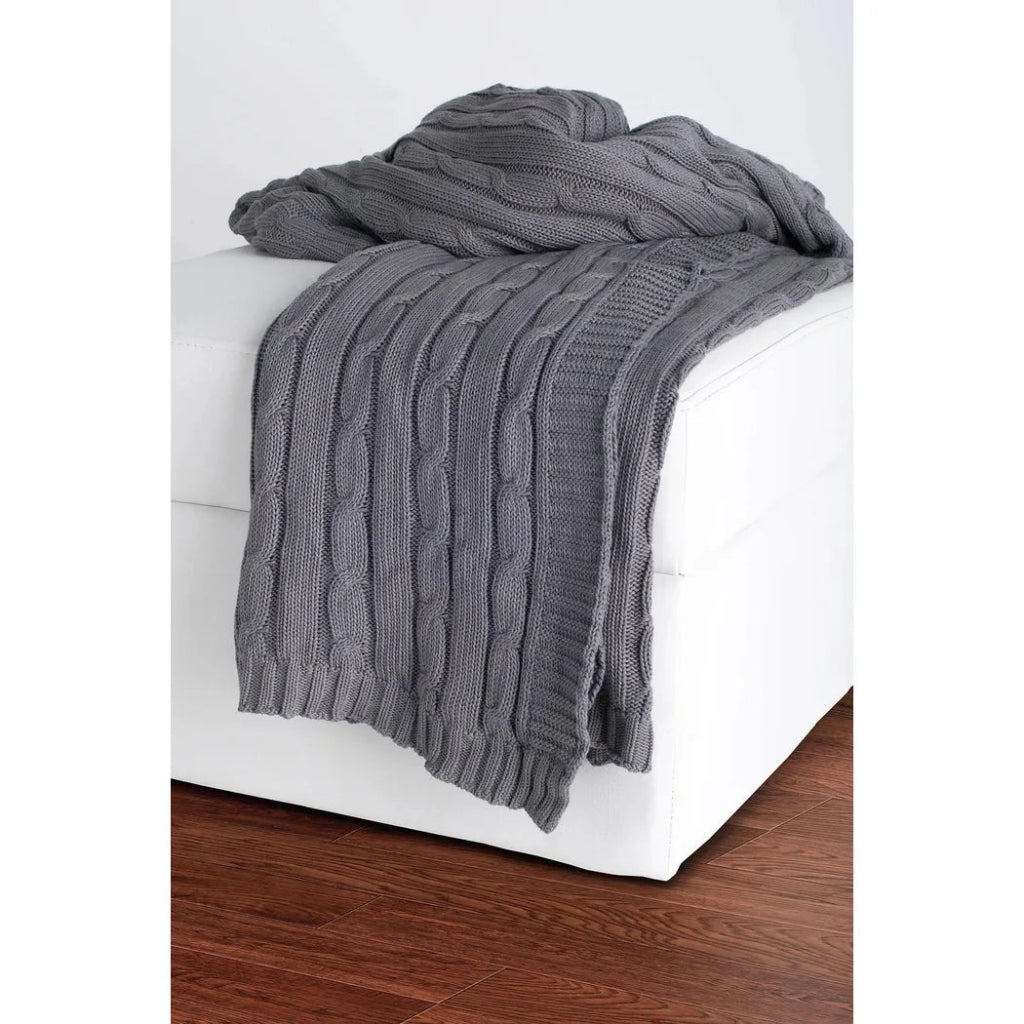 Cassy Cable Knitted Throw Blanket - LOOMLAN - Throw Blankets