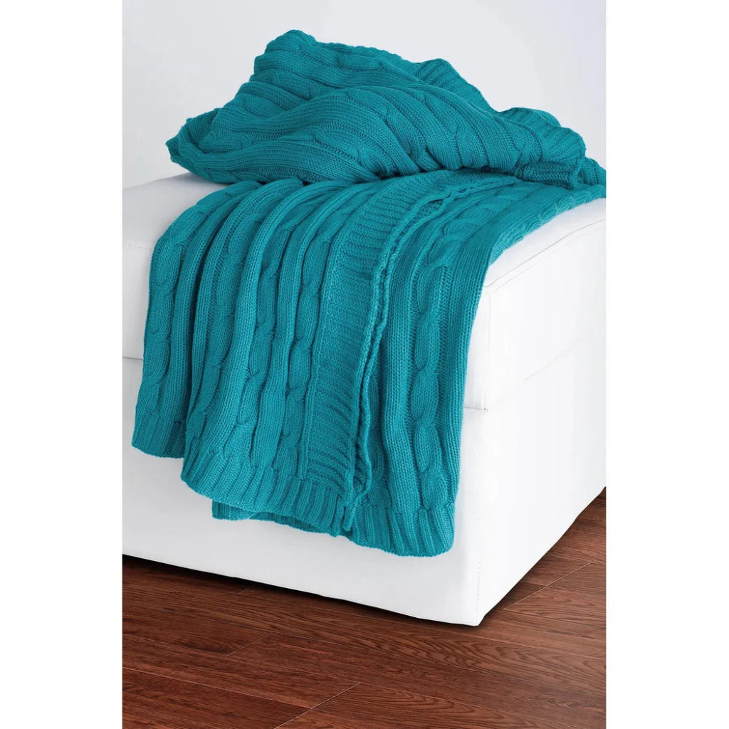 Cassy Cable Knitted Throw Blanket - LOOMLAN - Throw Blankets