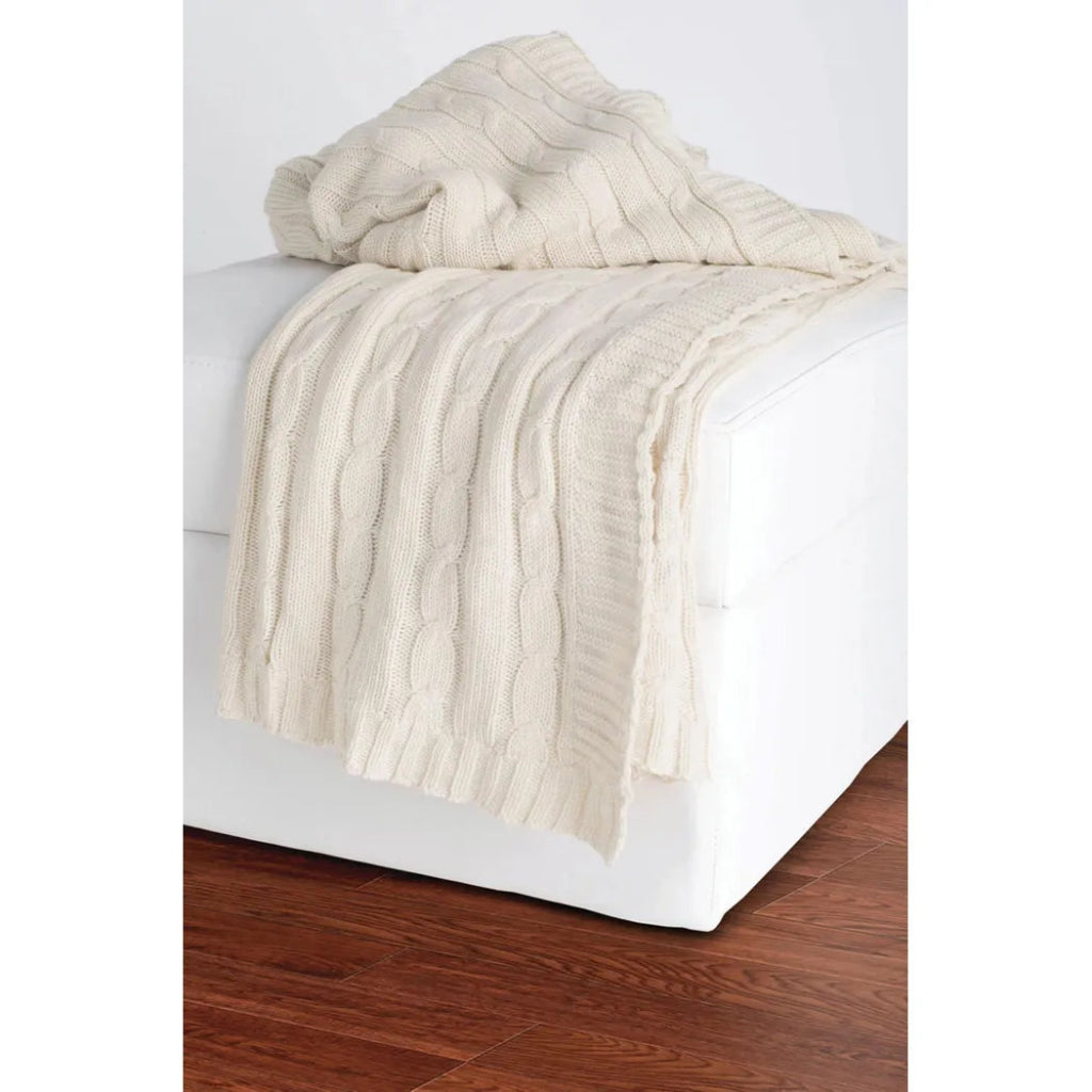 Cassy Cable Knitted Throw Blanket - LOOMLAN - Throw Blankets