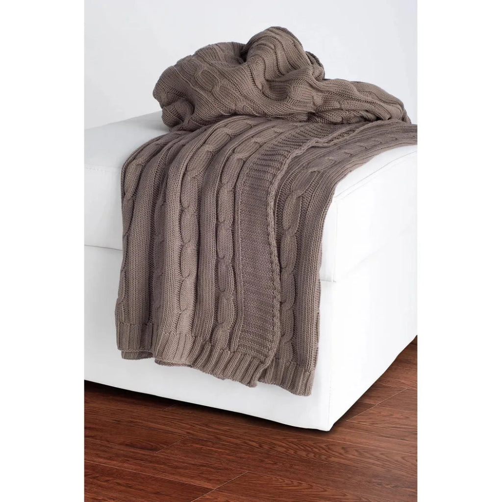 Cassy Cable Knitted Throw Blanket - LOOMLAN - Throw Blankets