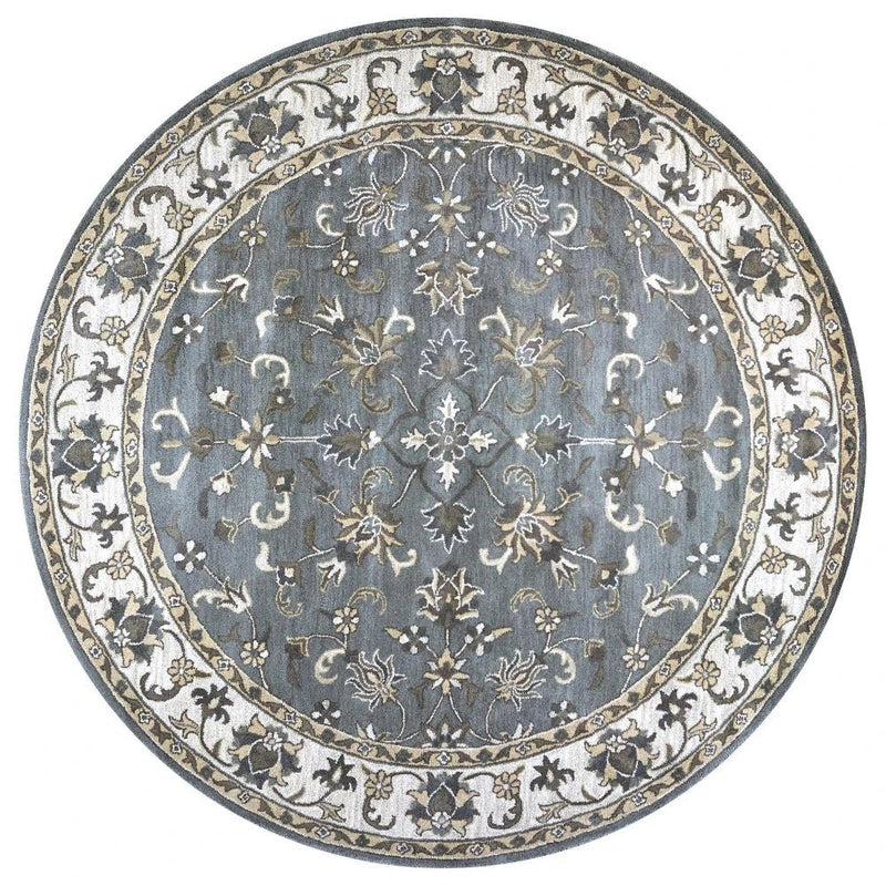 Cati Gray Round Area Rugs For Dining Room - LOOMLAN - LOOMLAN - Area Rugs