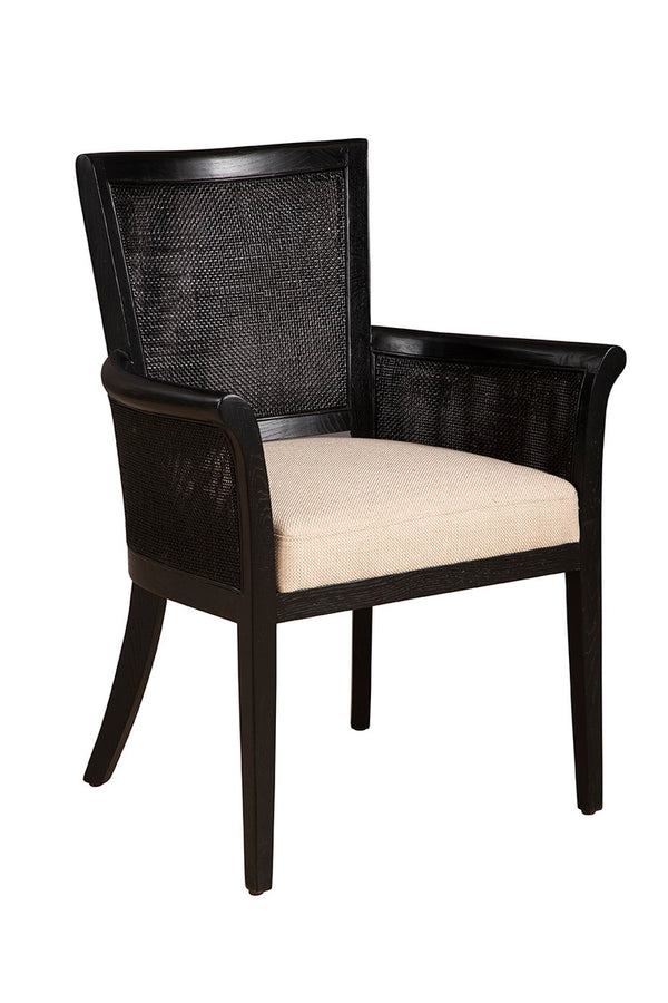 Gimble Linen Upholstered Black Arm Chair