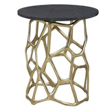 Short Ariel Dark Granite Topped Round End Table