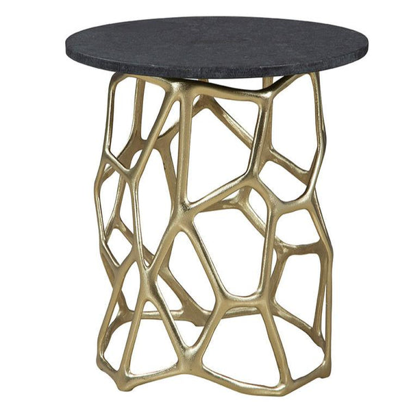 Short Ariel Dark Granite Topped Round End Table