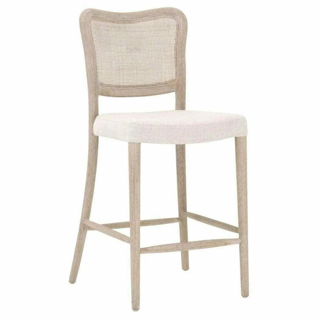 Cela Counter Stool Bisque Natural Gray Oak Cane - LOOMLAN - Essentials For Living - Counter Stools