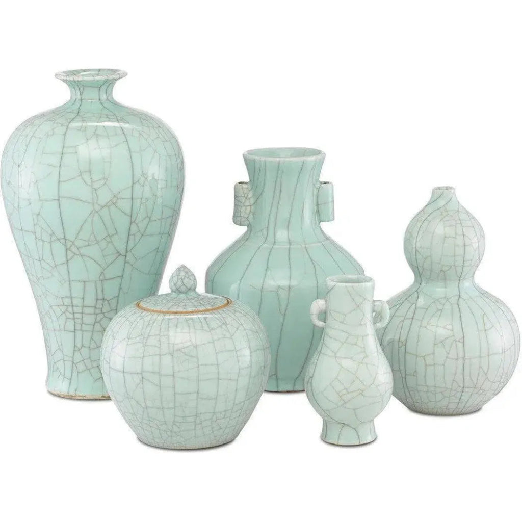 Celadon Crackle Maiping Double Gourd Vase - LOOMLAN - Currey & Co - Vases & Jars