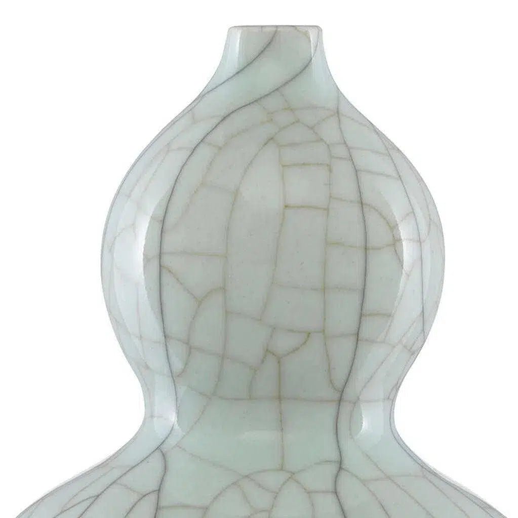 Celadon Crackle Maiping Double Gourd Vase - LOOMLAN - Currey & Co - Vases & Jars