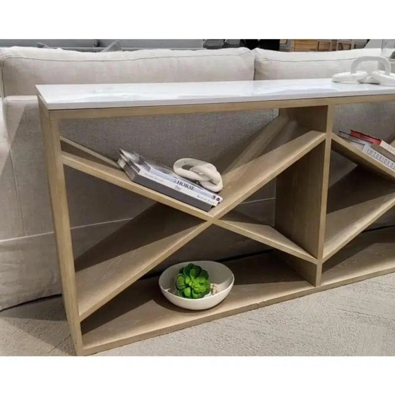 Cellar Console Table Gray Oak White Quartz - LOOMLAN - Essentials For Living - Console Tables