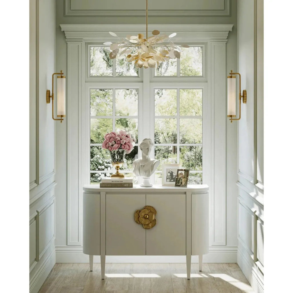 Ceruse White Brass Briallen White Demi - Lune - LOOMLAN - Currey & Co - Accent Cabinets