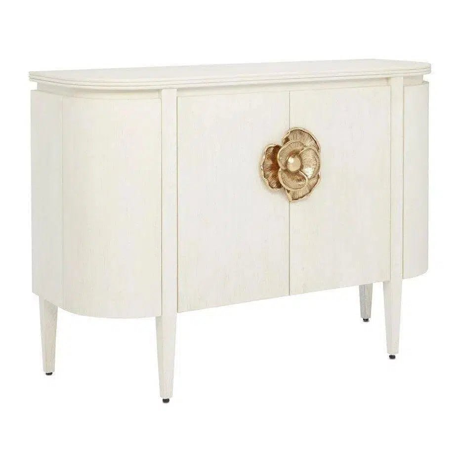 Ceruse White Brass Briallen White Demi - Lune - LOOMLAN - Currey & Co - Accent Cabinets