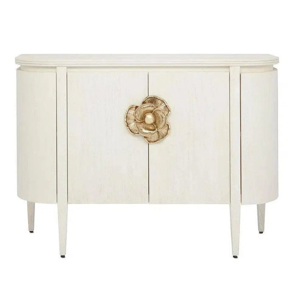 Ceruse White Brass Briallen White Demi - Lune - LOOMLAN - Currey & Co - Accent Cabinets