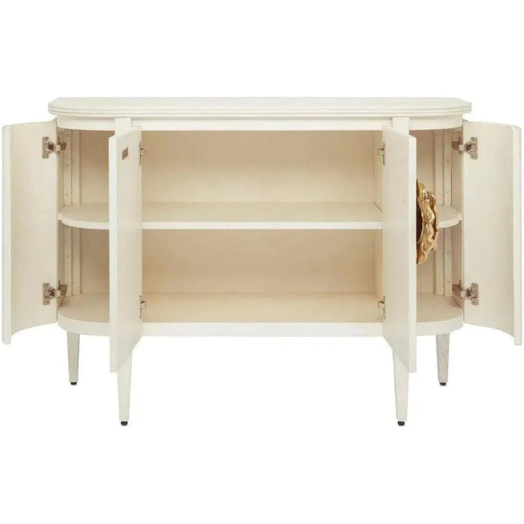 Ceruse White Brass Briallen White Demi - Lune - LOOMLAN - Currey & Co - Accent Cabinets