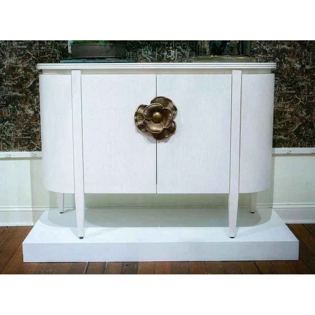 Ceruse White Brass Briallen White Demi - Lune - LOOMLAN - Currey & Co - Accent Cabinets