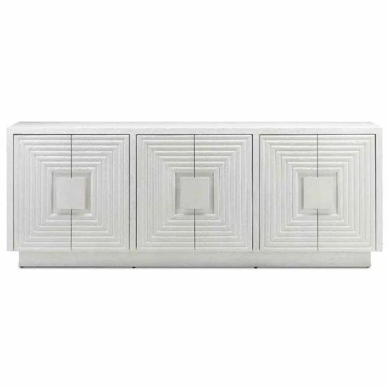Ceruse White Morombe Whitewashed Credenza Sideboard - LOOMLAN - Currey & Co - Sideboards