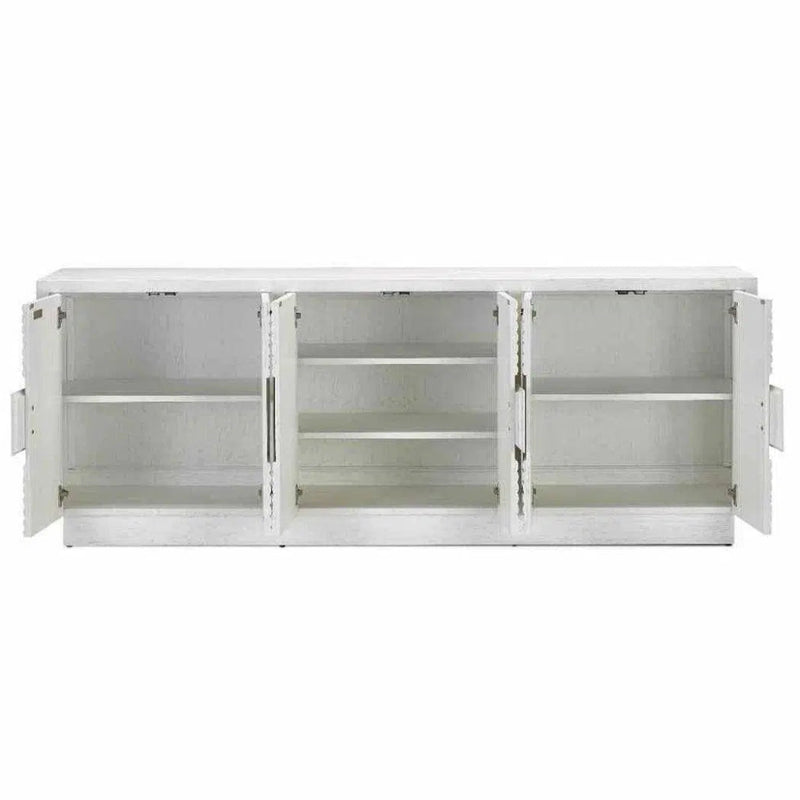 Ceruse White Morombe Whitewashed Credenza Sideboard - LOOMLAN - Currey & Co - Sideboards