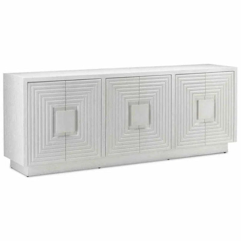 Ceruse White Morombe Whitewashed Credenza Sideboard - LOOMLAN - Currey & Co - Sideboards