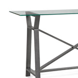Ross Metal and Glass Grey Rectangular Console Table