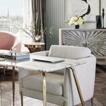 Chair in Light Cream Fabric with Gold Metal Legs - LOOMLAN - Diamond Sofa - Club Chairs