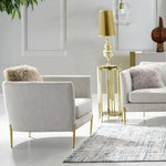 Chair in Light Cream Fabric with Gold Metal Legs - LOOMLAN - Diamond Sofa - Club Chairs