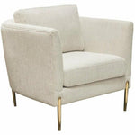 Chair in Light Cream Fabric with Gold Metal Legs - LOOMLAN - Diamond Sofa - Club Chairs