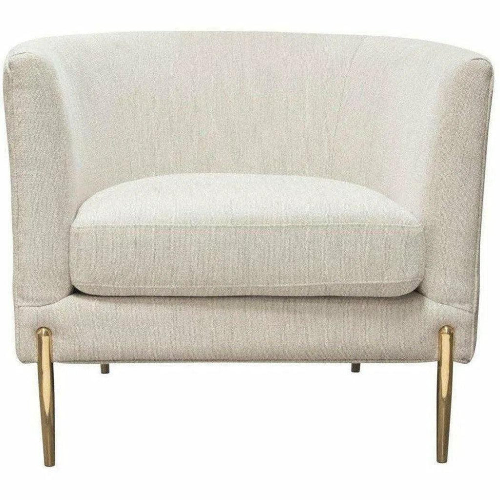 Chair in Light Cream Fabric with Gold Metal Legs - LOOMLAN - Diamond Sofa - Club Chairs