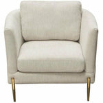 Chair in Light Cream Fabric with Gold Metal Legs - LOOMLAN - Diamond Sofa - Club Chairs