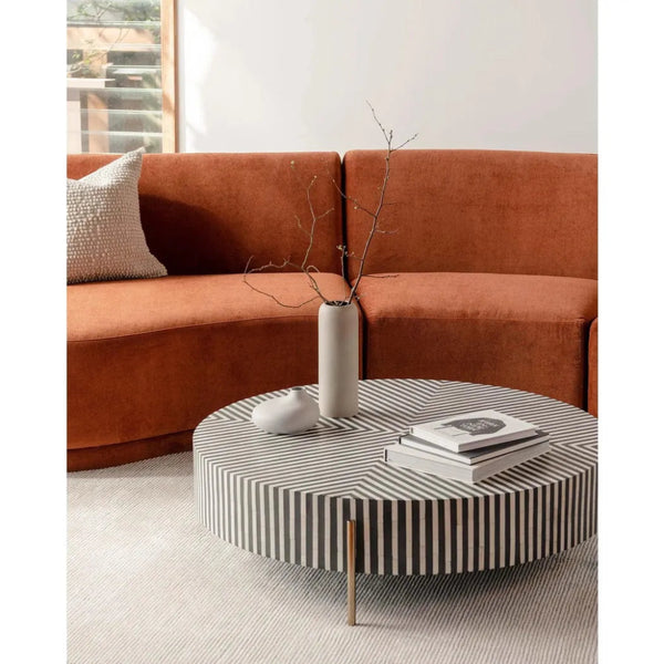 Chameau Black and White Round Coffee Table - LOOMLAN - Moe's Home - Coffee Tables