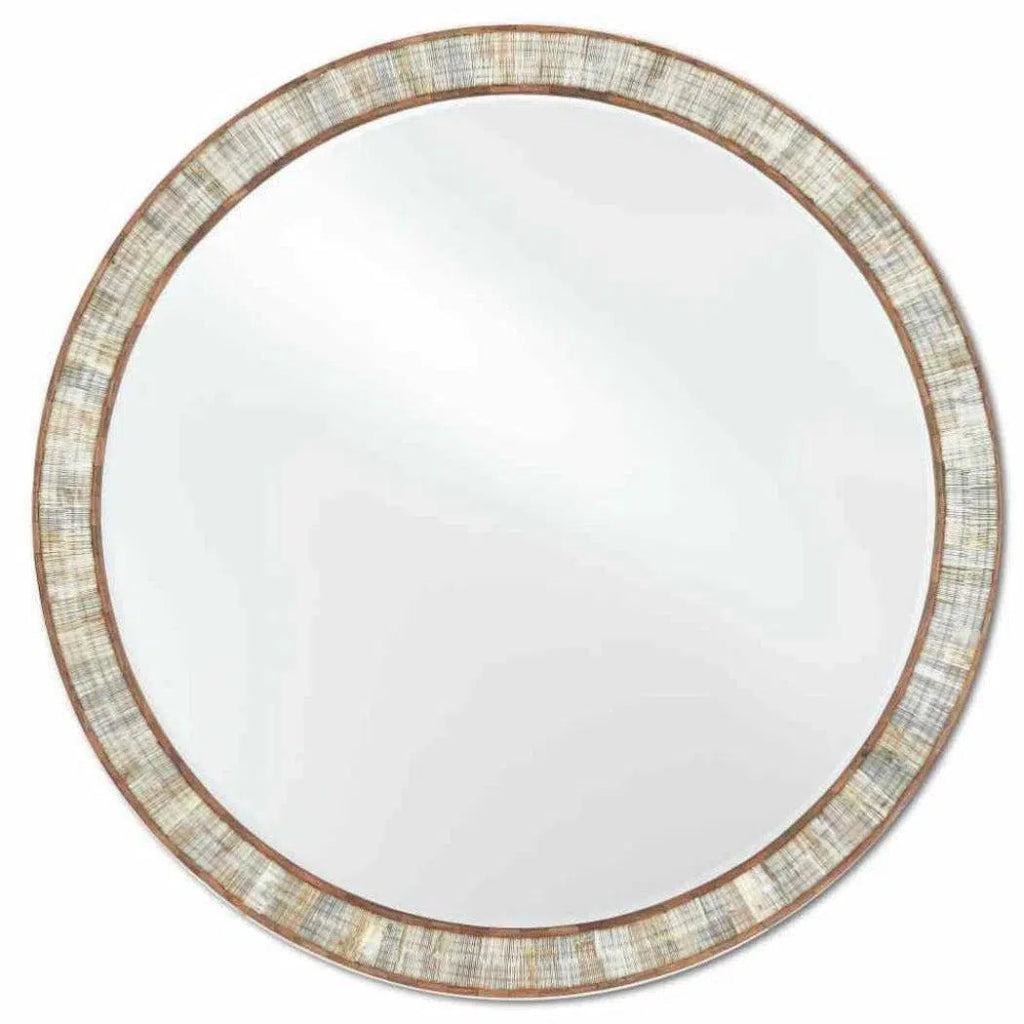 Chiseled Horn Natural Hyson Round Mirror - LOOMLAN - Currey & Co - Wall Mirrors