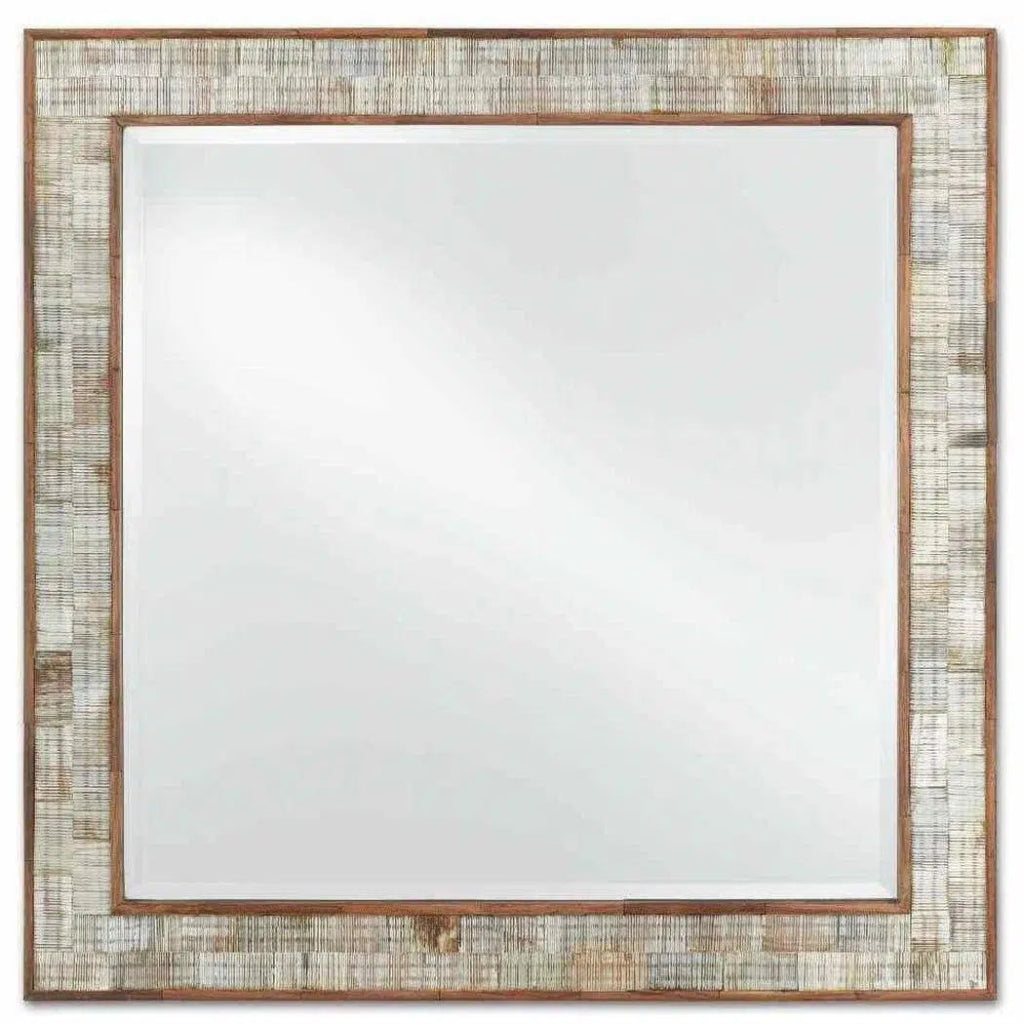 Chiseled Horn Natural Hyson Square Mirror - LOOMLAN - Currey & Co - Wall Mirrors