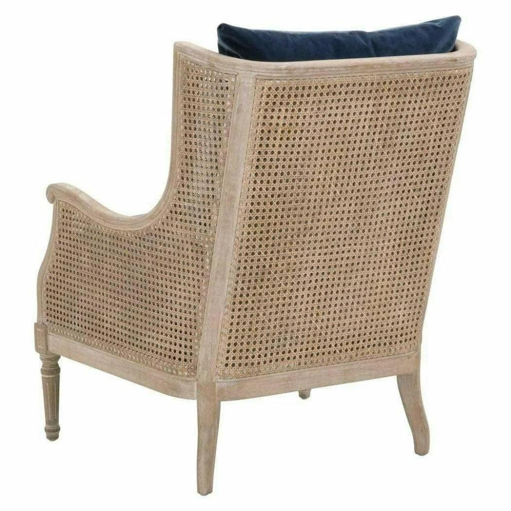 Churchill Club Chair Denim Velvet & Cane - LOOMLAN - Essentials For Living - Club Chairs