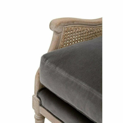 Churchill Club Chair Gray Velvet & Cane - LOOMLAN - Essentials For Living - Club Chairs