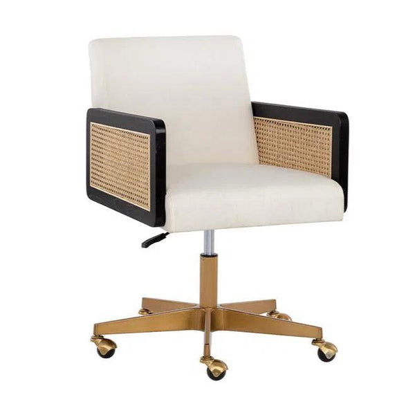 Claudette Office Chair Linoso With Gold Base - LOOMLAN - SUNPAN - Office Chairs