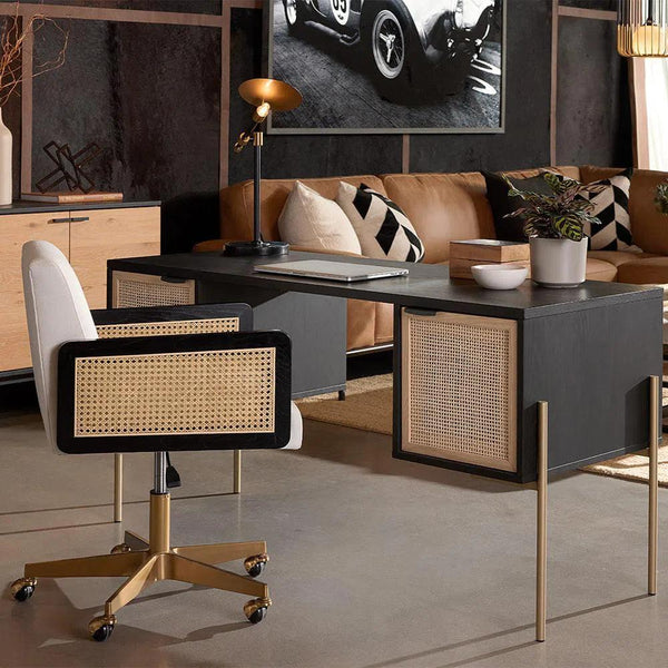 Claudette Office Chair Linoso With Gold Base - LOOMLAN - SUNPAN - Office Chairs