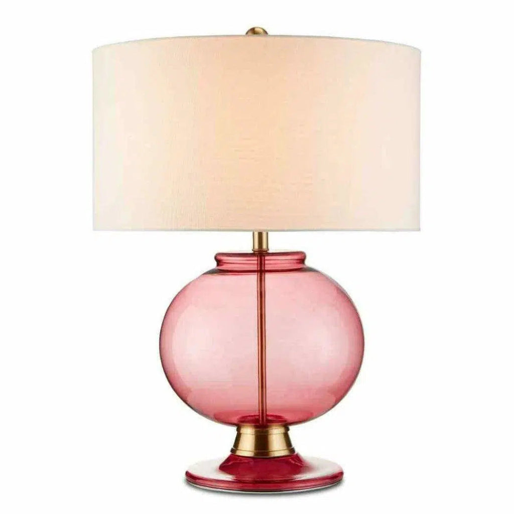 Clear Red Brass Jocasta Red Table Lamp - LOOMLAN - Currey & Co - Table Lamps